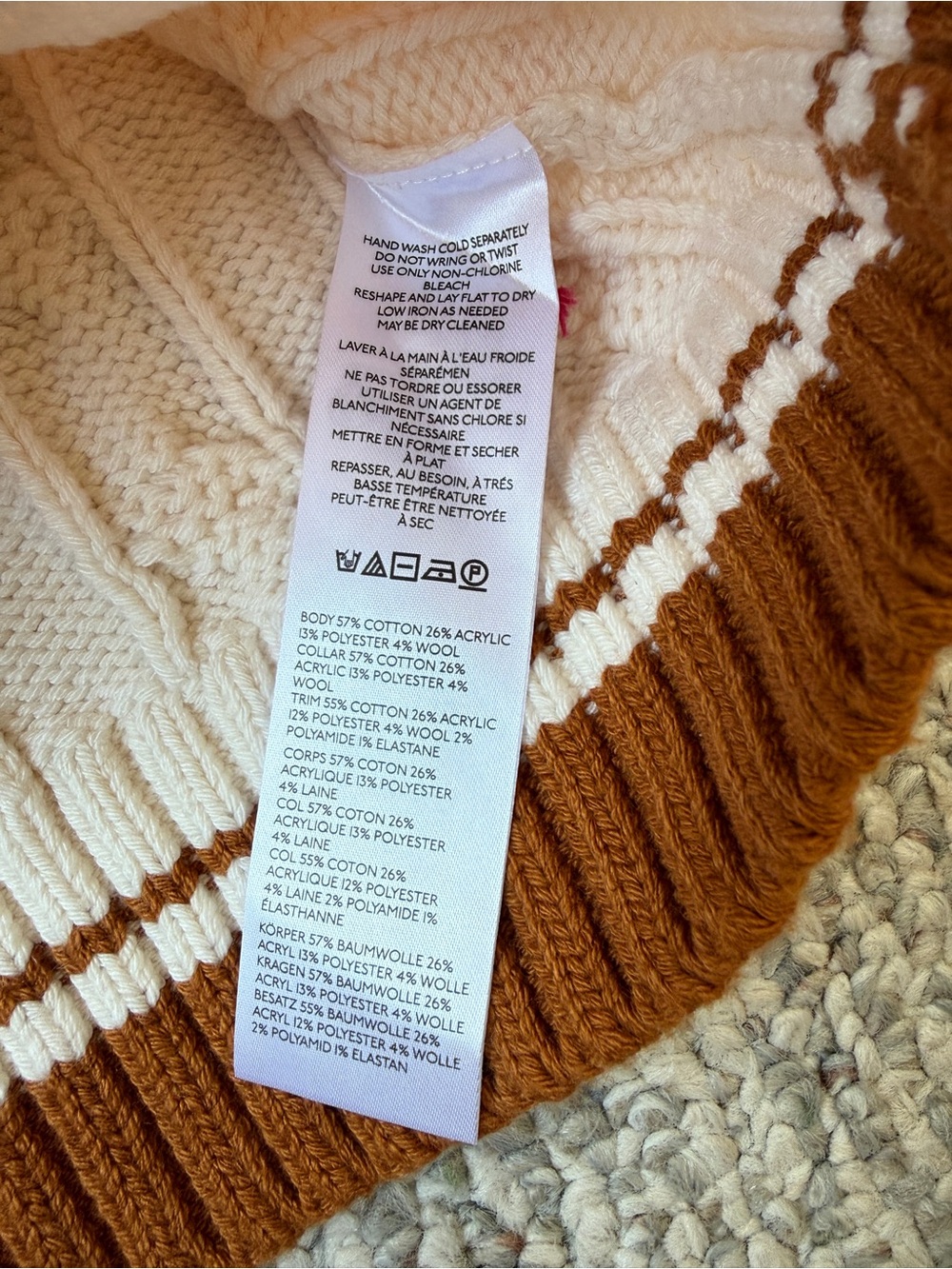 NWT Anthropologie Maeve Varsity Stripe Pink Ivory Brown Poncho Sweater Vest S/M - Picture 16 of 16